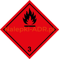 Nalepka nr 3 - Nalepki ADR klasa 3 Materiały ciekłe zapalne (250 sztuk - PAPIER) 10x10cm 